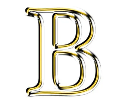 Letter b from metal solid alphabet. Stock Illustration
