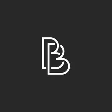 Letter B monogram logo, intersection thin line design overlap outline, black  Stock Illustration