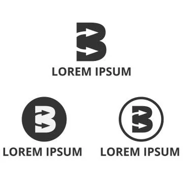 Letter b negative space arrow icon logo design Stock-Illustration