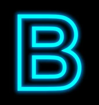 Letter B neon lights outlined isolated on black Stock Illustration