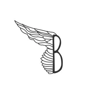 Letter B with one wing. Template for logo, label, emblem, sign, stamp. Editab Stock Illustration