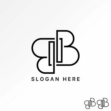 Letter B or BB font line art motif pattern flip top down typography monogram Illustrazione stock
