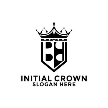 Letter B or BB Shield With Crown Logo design, Initial Letter Logo design te.. Stock Illustration