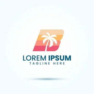 Letter B Palm Leaf Tree Logo Design Template Stock-Illustration