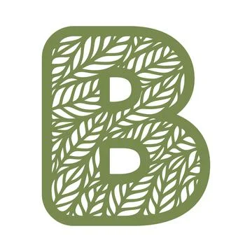 Letter B with a pattern of leaves.  Stock Illustration