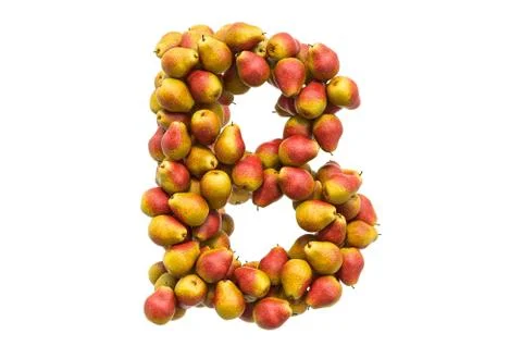 Letter B from pears, 3D rendering Stock Illustration