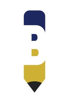 Letter B with pencil logo icon design template elements Illustrazione stock