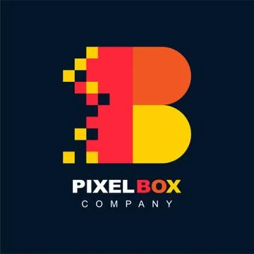 Letter B Pixel Technology Creative Logo Symbol Vector Stock Illustration