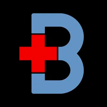 Letter b with plus symbol. Flat and isolated. Stock Illustration
