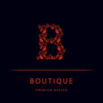 Letter B from roses. Monogram design elements, graceful template. Elegant l.. Stock Illustration