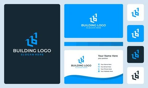 Letter b with the shape of the building. Illustrazione stock