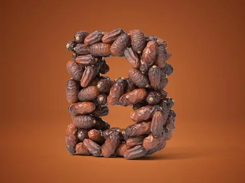 Letter B shaped date palm fruits, 3d illustration Stock Illustration