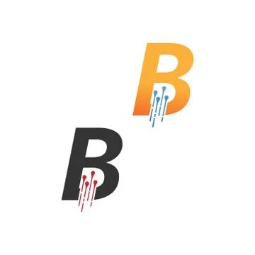 Letter B  simple  tech logo with circuit lines style icon Stock Illustration