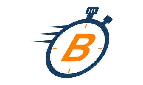 Letter B Stopwatch Logo 스톡 일러스트