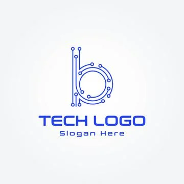 Letter b technology line dot connection logo design vector Stock Illustration