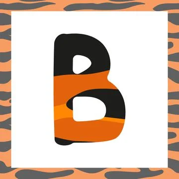 Letter B with tiger pattern Stock Illustration