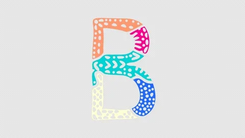 Letter B. Transparent Alpha channel. 4K video. Colorful bright multi-colored Video stock 157200009