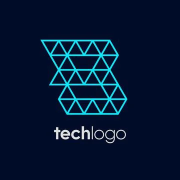 Letter B Triangle Polygon Tech Logo Stock Illustration
