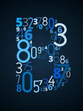 Letter B, vector font from numbers Stock Illustration
