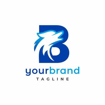 Letter B Wolf Logo Design Vector , Initial Gaming Logo Stock Illustration