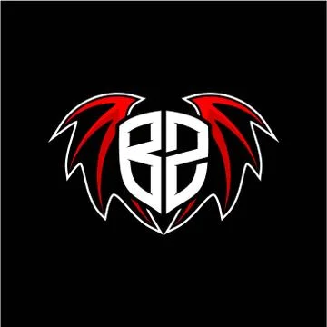 Letter B Z initial vector logo template with a minimalist dragon wing style Stock Illustration