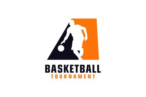 Letter A with Basketball Logo Design. Vector Design Template Elements for S.. Illustrazione stock