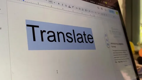 Letter black text appear on computer screen typing word "Translate" Stock Footage 249807860