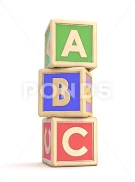 Letter blocks A, B and C vertical arranged. 3D Letter blocks A, B and C ...