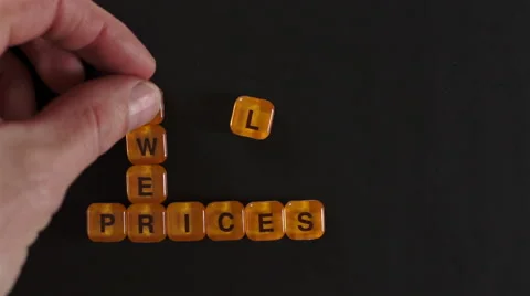 Letter Blocks Spell Lower Prices Stock Footage 46606568