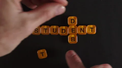 Letter Blocks Spell Student Debt Stock Footage 46611088