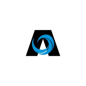 Letter A blue waves design logo vector Stock Illustration