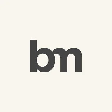 Letter BM logo design in grey color with a light colored background Stock Illustration