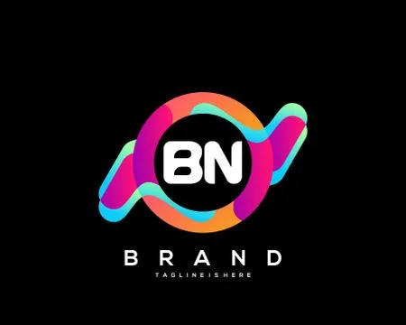 Letter BN initial Logo Vector With colorful Ilustração Stock