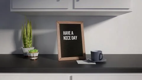 Letter Board with text message: Have a Nice Day. Inside a Modern House Stock-Illustration