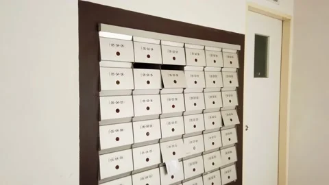 Letter boxes or mail box at the lobby of a apartment in 4K 25FPS. Stock Footage 139949268