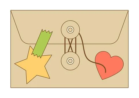 Letter in branded envelope. Romantic message with decor. Stock Illustration