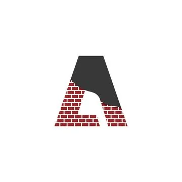 Letter A with Brick Wall logo vector design building company Stock Illustration