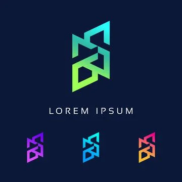 Letter BS logo design template elements, Unique Minimal Style colorful Stock Illustration