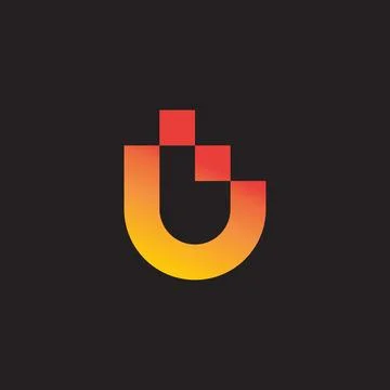 Letter bu simple negative space gradient logo vector Stock Illustration