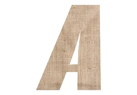 Letter A with burlap texture on white background Stock Illustration