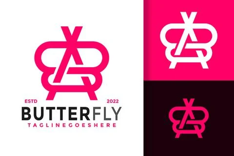 Letter A Butterfly Logo Design Vector Illustration Template 스톡 일러스트