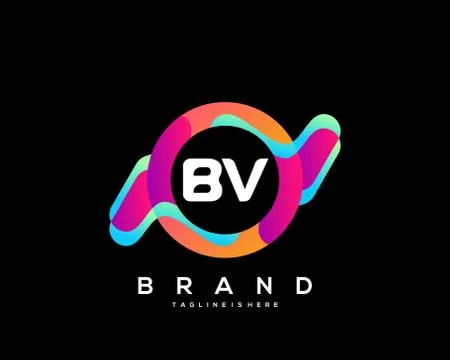 Letter BV initial Logo Vector With colorful Ilustração Stock