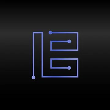 Letter B.Vector technology font. Digital alphabet element. Isolated. Microchip Stock Illustration