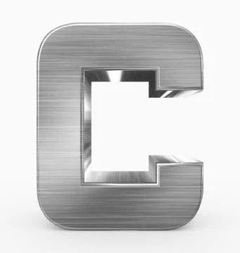 Letter C 3d cubic rounded metal isolated on white Stock Illustration