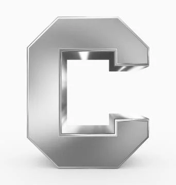 Letter C 3d cubic silver isolated on white Stock Illustration