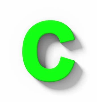 Letter C 3D green isolated on white with shadow - orthogonal projection Stock Photos