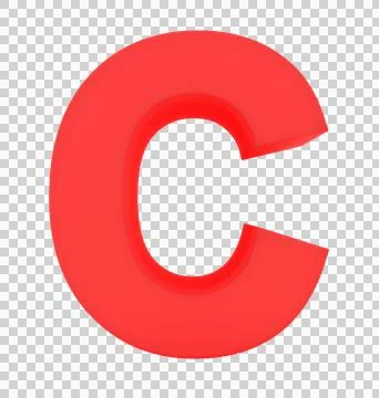 Letter C 3d red isolated on white - 3d rendering Stock Illustration