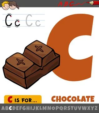 Letter C from alphabet with cartoon chocolate food object Stock Illustration