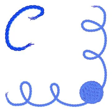 Letter C. Alphabet font vector - yarn, rope, cable Ilustración de archivo