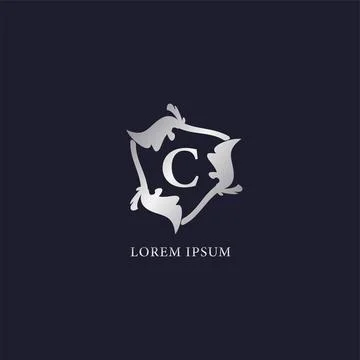 Letter C Alphabet logo design template. Initial Abjad Company Logo. Silver .. Stock Illustration